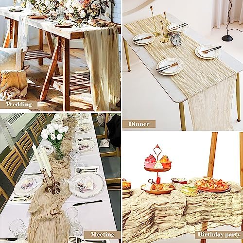 10 Pack 10 Ft Beige Cheesecloth Table Runner