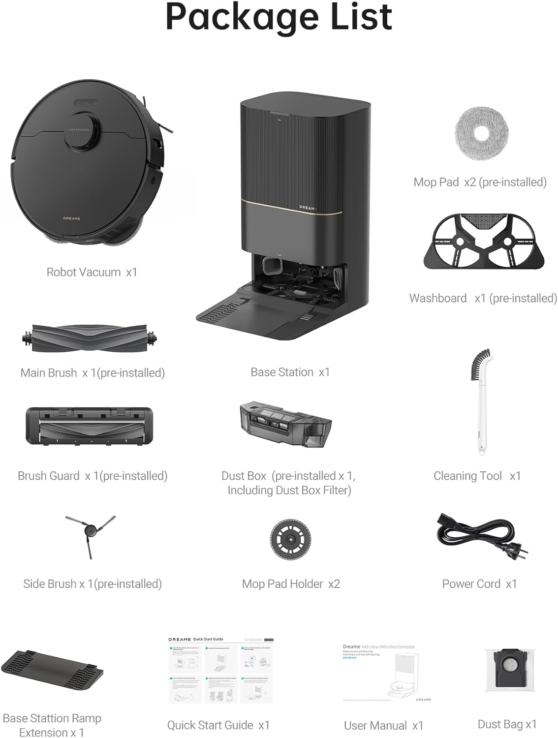 DREAME X40 Ultra Robotic Vacuum with Removable Mop and Liftable Brushes