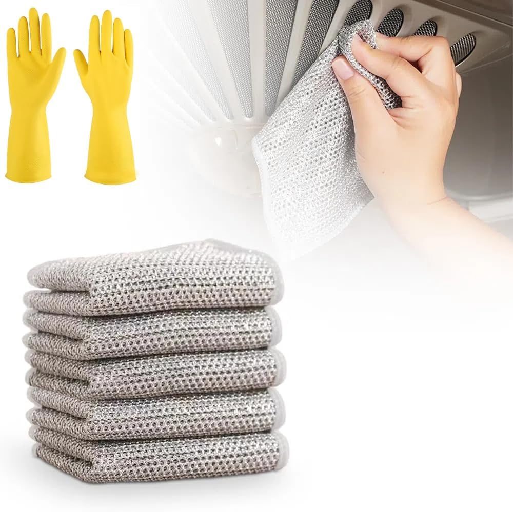 Multipurpose Wire Dish Rags 5PCS Reusable Kitchen Cleaner