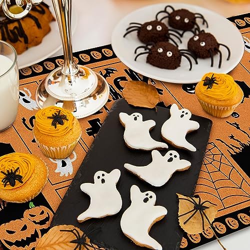 Halloween Table Runner with Pumpkin Ghost Design