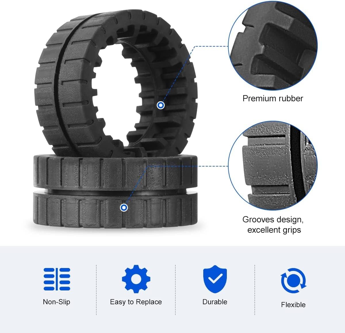 4 Pack Wheel Tires for iRobot Braava Jet M6 Replacement