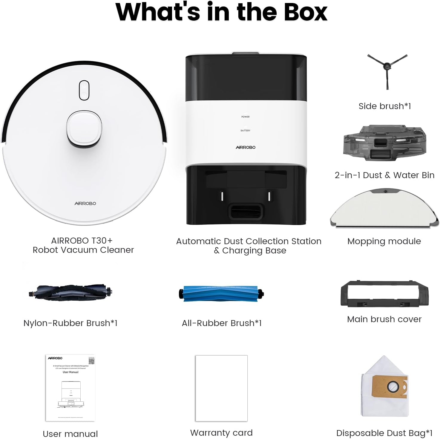 AIRROBO T30 Robot Vacuum and Mop with Self-Emptying