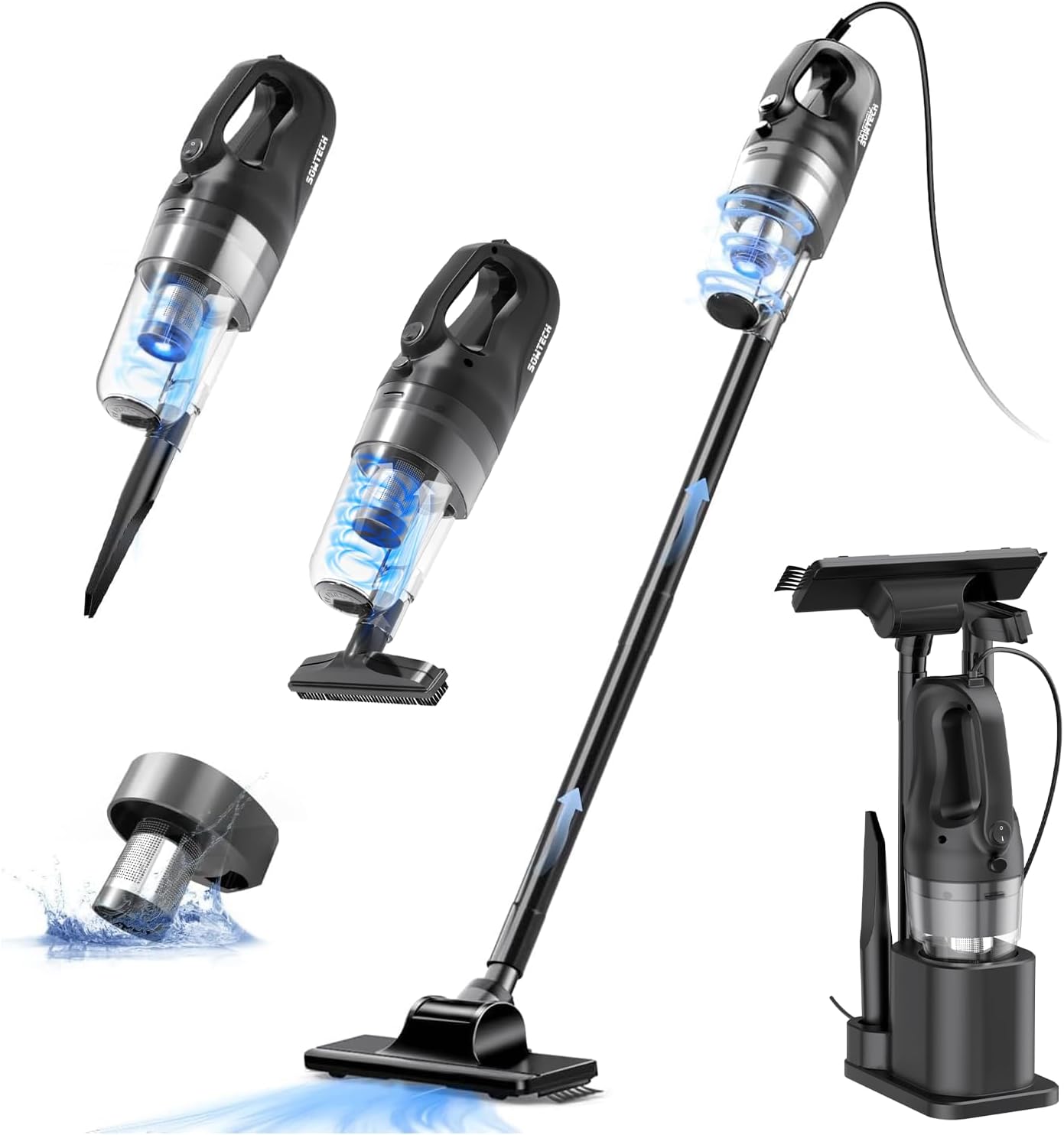 SOWTECH Corded Vacuum Cleaner with 6-in-1 Attachments