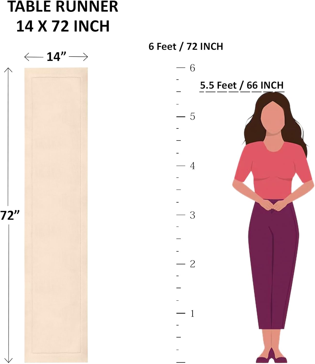 Solino Home Linen White Table Runner 72 Inches Long
