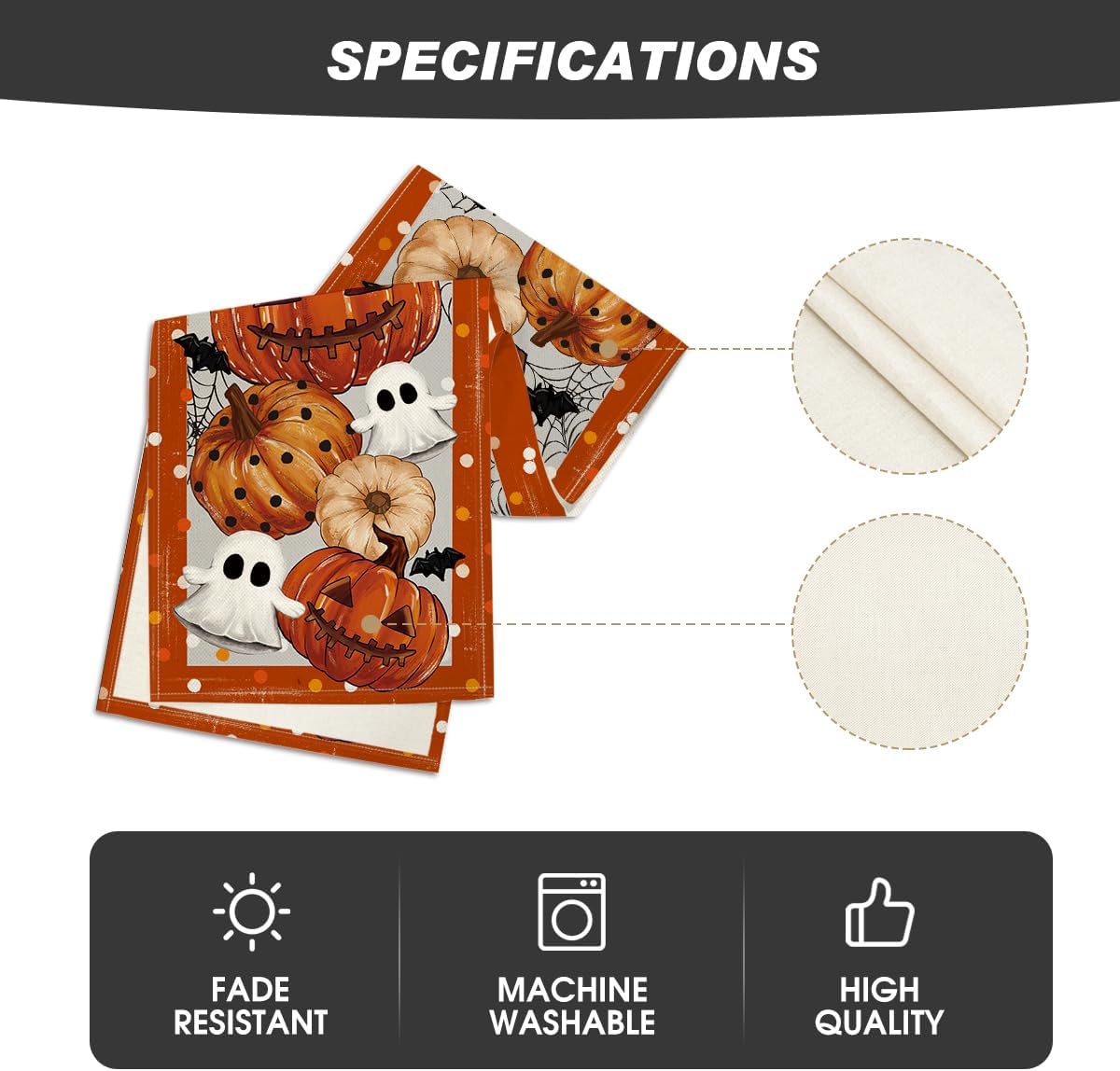 Artoid Mode Halloween Orange Pumpkin Ghost Table Runner 13x72 Inch