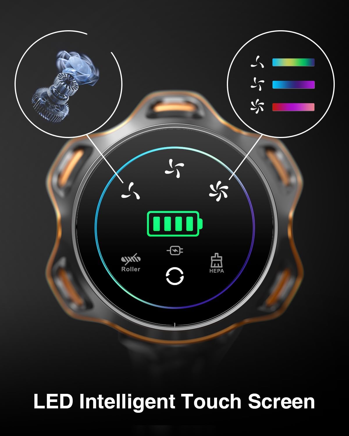 Cordless Vacuum Cleaner with 580W Power and OLED Touch Screen