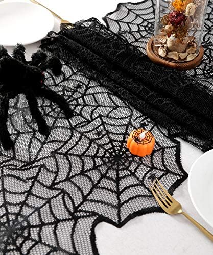 B-COOL Halloween Table Runners Black Lace 2 Pack 18x72inch