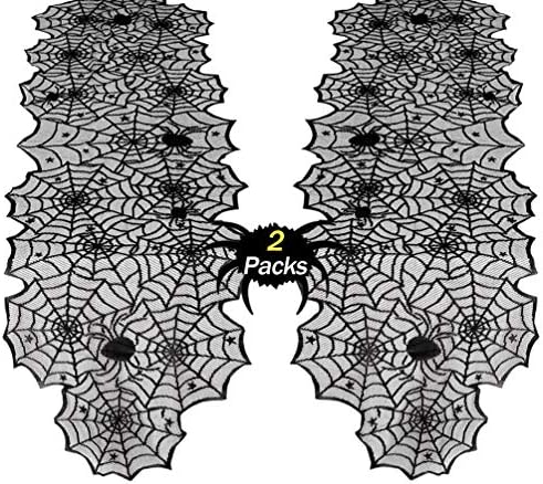 B-COOL Halloween Table Runners Black Lace 2 Pack 18x72inch