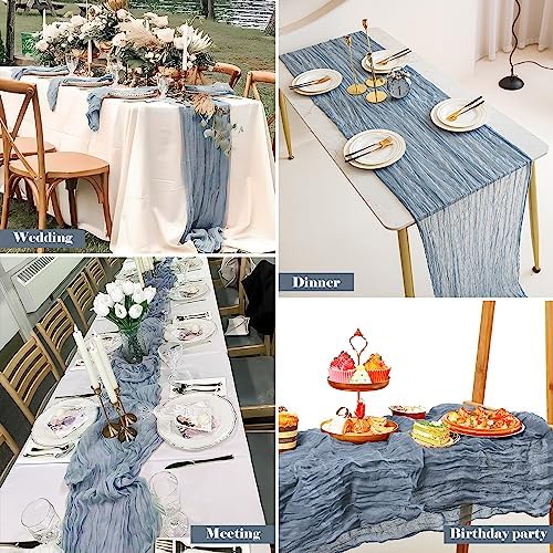 2 Pack 10 Ft Dusty Blue Cheesecloth Table Runners