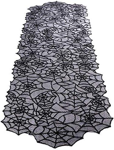 Hooqict Halloween Table Runner 20x80 Inch Black Lace