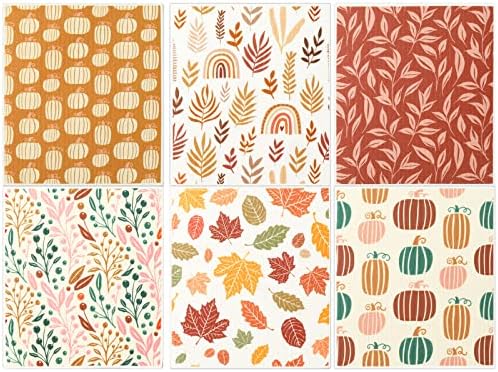 Whaline Fall Boho Dishcloths 6Pcs Reusable Kitchen Towel