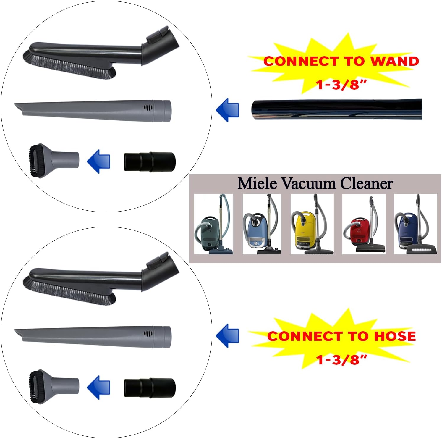 Miele Vacuum Attachments Kit with Extension Wands and Adapter