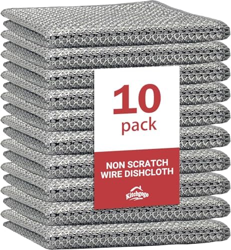 10 Pack Multi Functional Wire Dishcloth Double Layer Scratch Resistant Reusable Durable