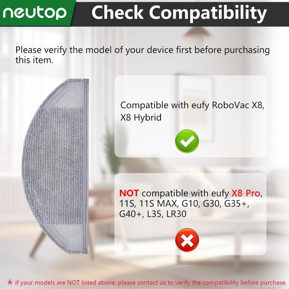 Neutop Washable Mopping Cloths Eufy RoboVac X8 Compatible 6 Pack