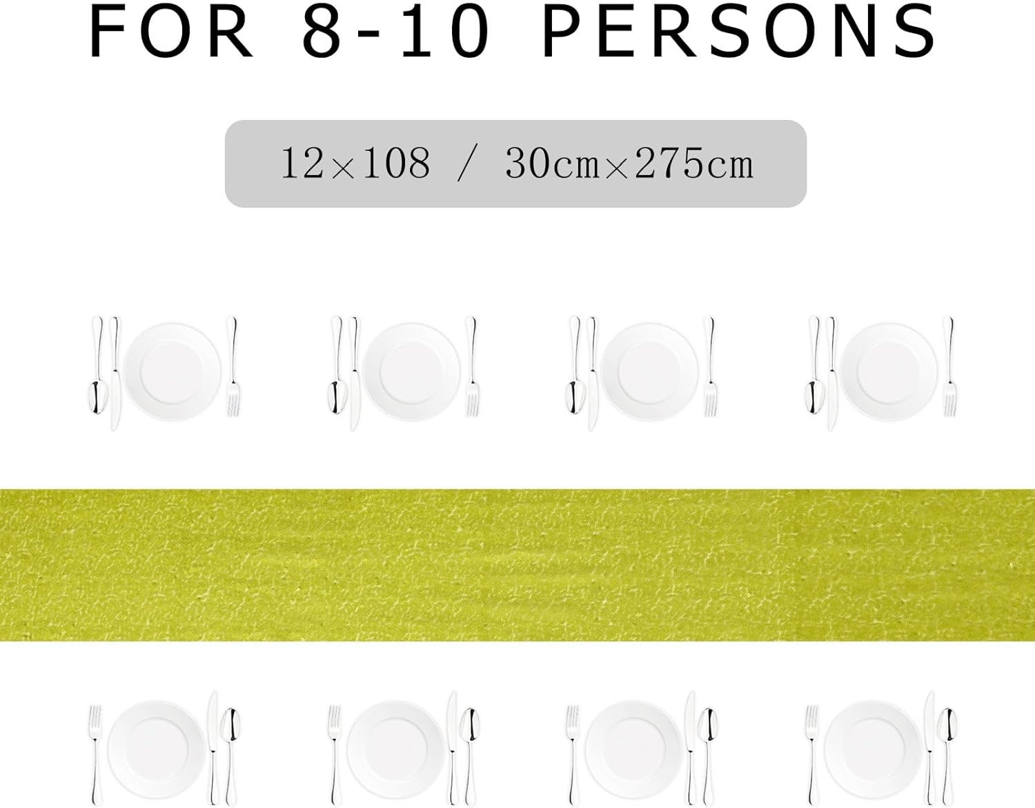 DUOBAO 12x108 Sequin Table Runner - Sparkly Lime Green Decor