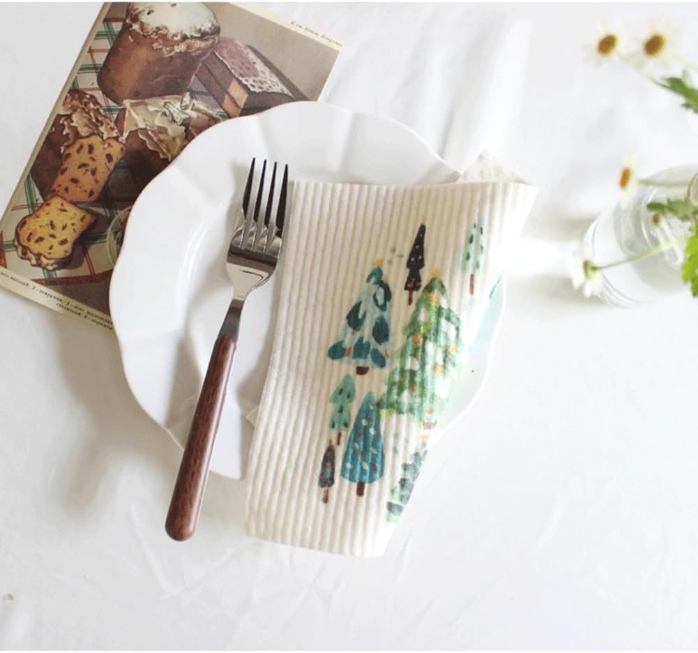 TREEWOO Reusable Dish Cloths Set of 6 Natural Cotton