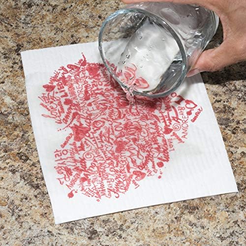 Swedish Dishcloths 2 Pack Heart Print Reusable Sponges