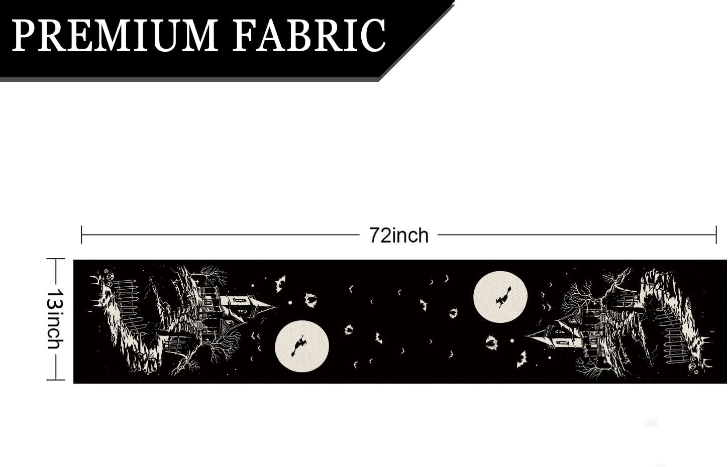 Halloween Table Runner Haunted House Witch Spooky Village Gothic 13x72 Inch