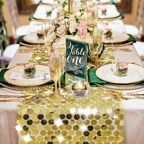 Pufogu 12x108 Inch Gold Sequin Table Runner