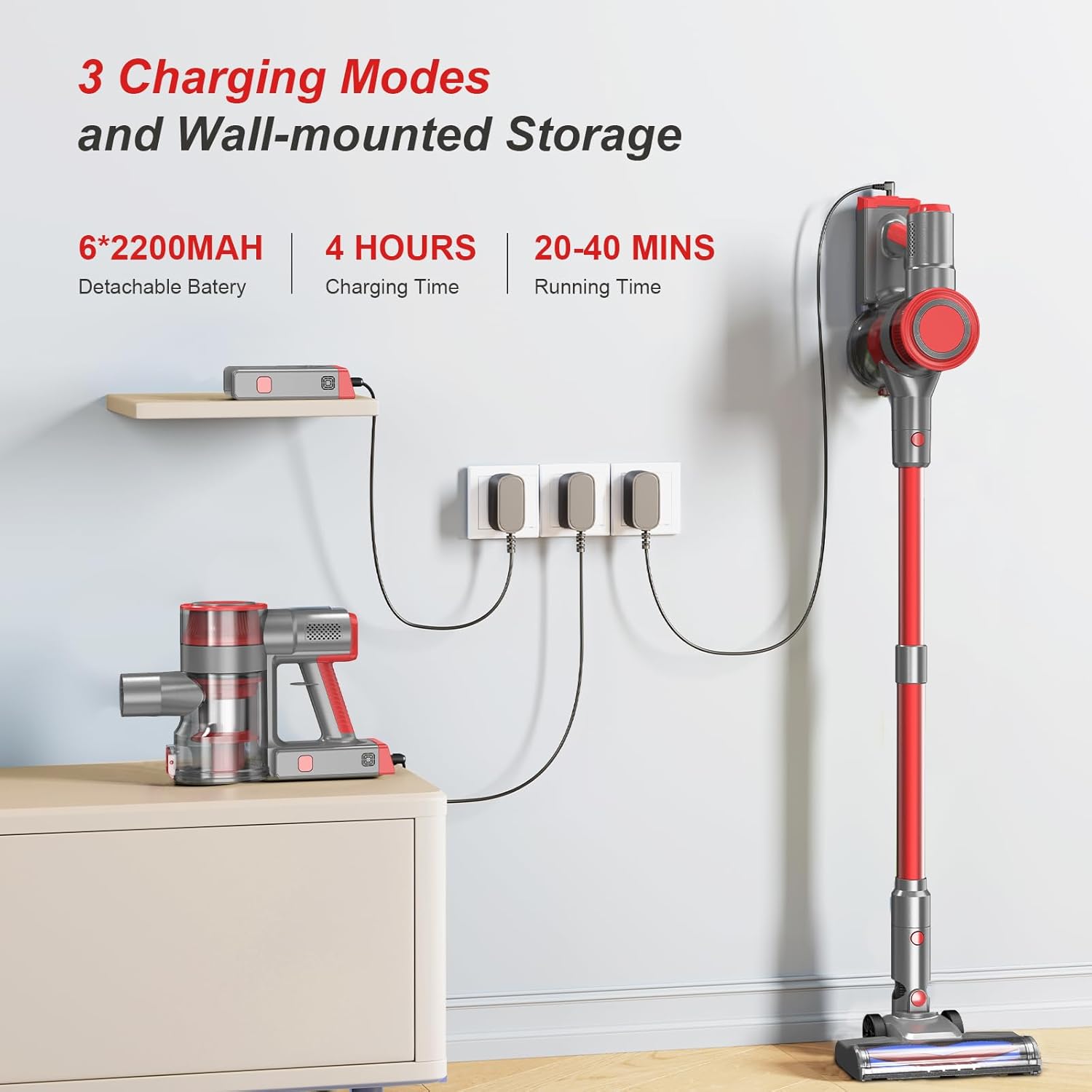 BSNAW Cordless Vacuum Cleaner 6 in 1 Powerful Suction