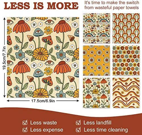 Whaline 6 Pack Boho Floral Dish Cloths