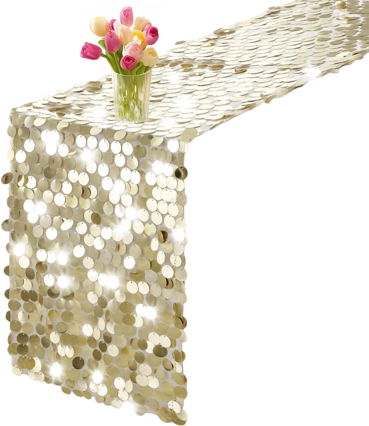 Champagne Sequin Table Runner 12x108 Inches