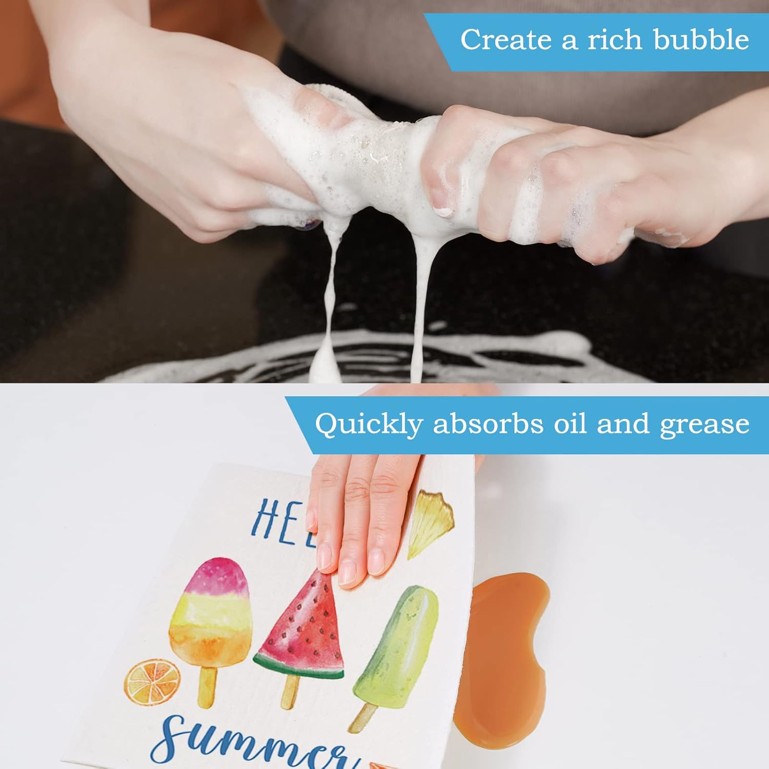 Whaline 6Pcs Summer Beach Dishcloth Set