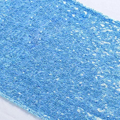ShiDianYi Baby Blue Sequin Table Runner 12x72 Inch for Baby Shower