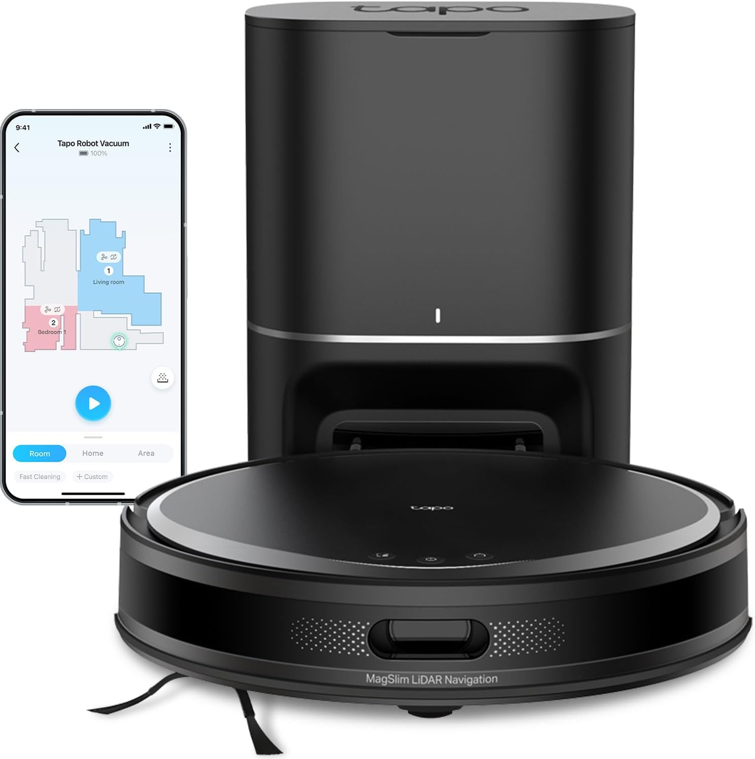 Tapo Ultra-Slim LiDAR Robot Vacuum and Mop with Self-Emptying Dock