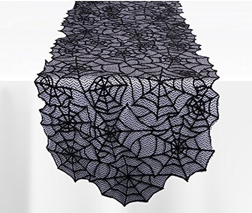 Hooqict Halloween Table Runner 20x80 Inch Black Lace