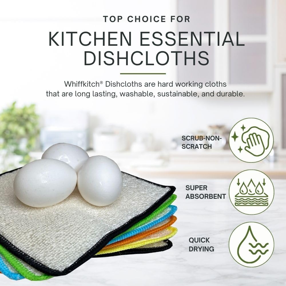 Whiffkitch Dishcloths Towels 6 Pack Multi Color