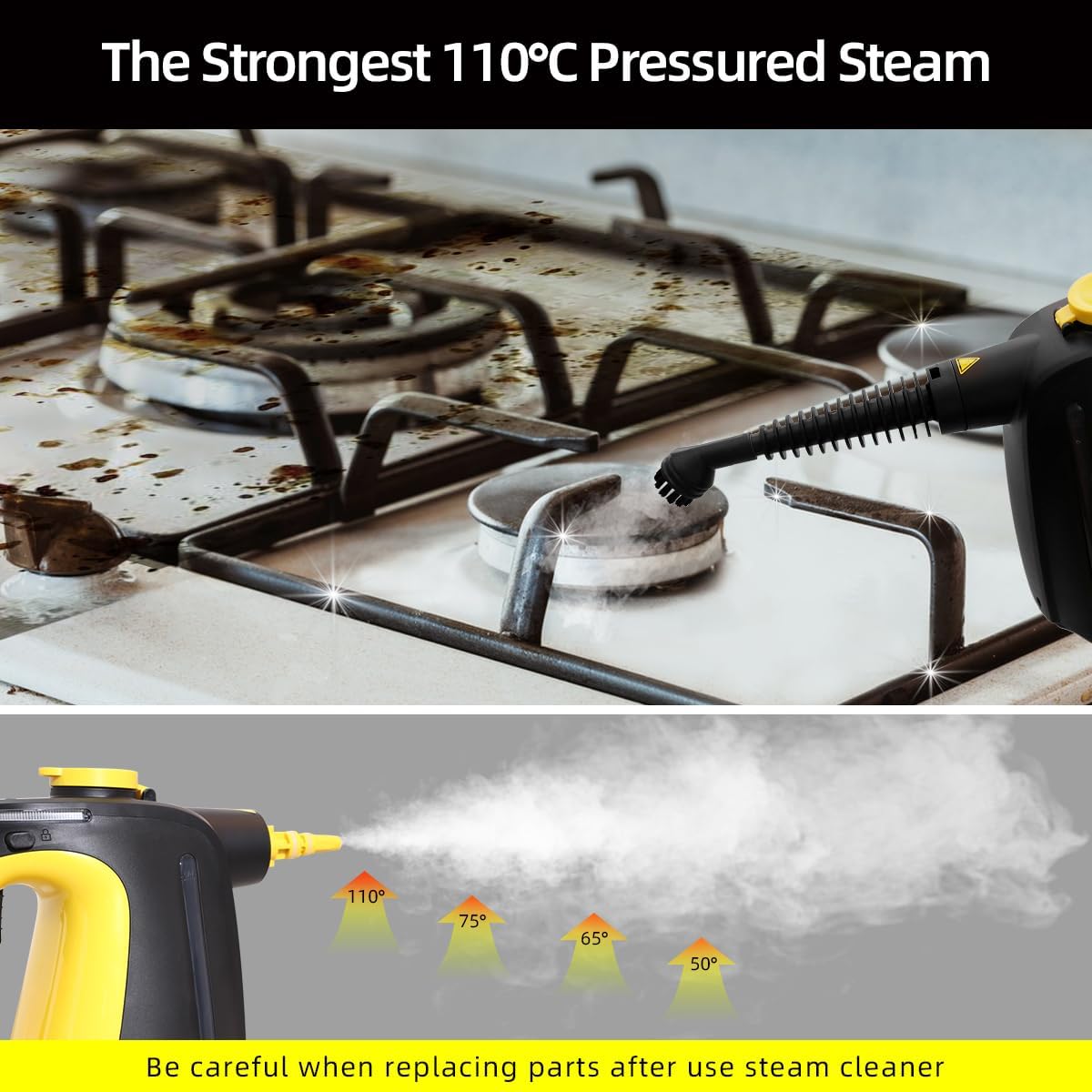 Yardeen 1350W Pressurized Handheld Steam Cleaner with 10-Piece Accessory Set