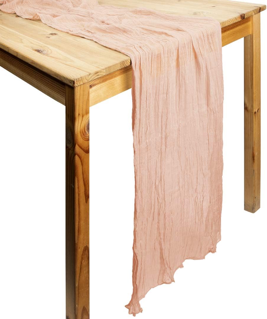 Blush Pink Cheesecloth Table Runner Extra Long 283x157 Inch