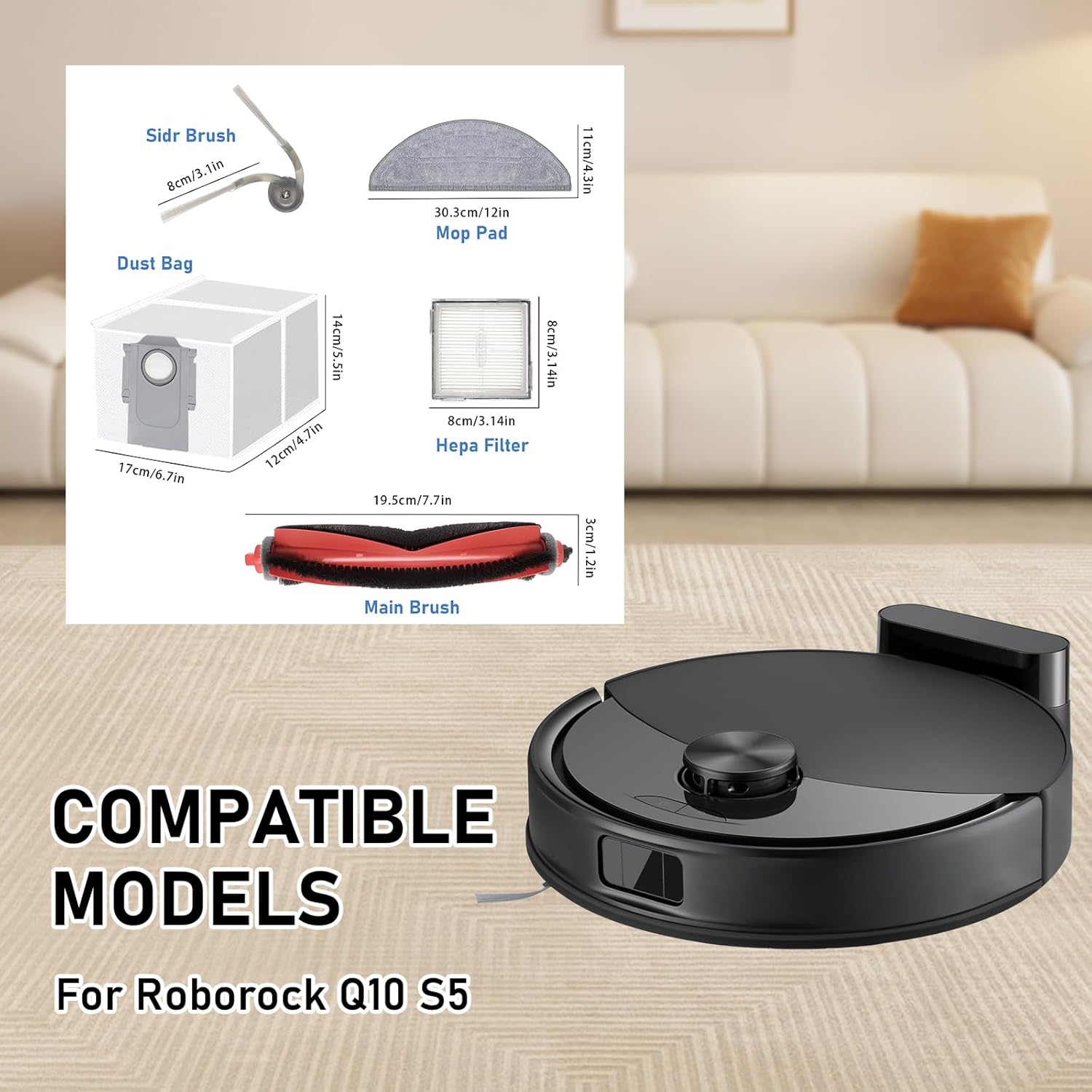 DianSung Roborock Q10 S5 Vacuum Replacement Parts Set