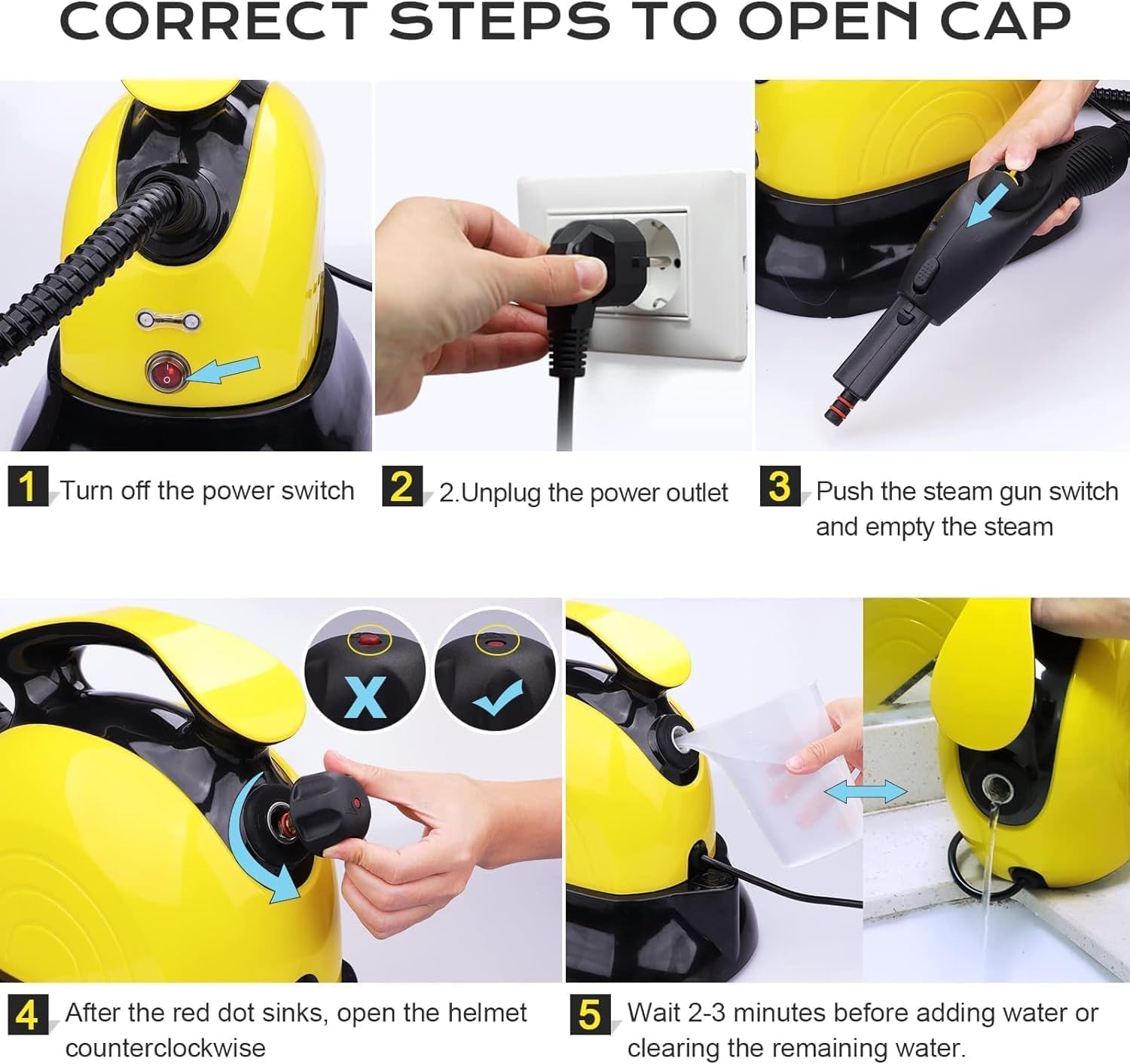 1500W Steam Cleaner for Car Seat Upholstery Sofa Bathroom Kitchen