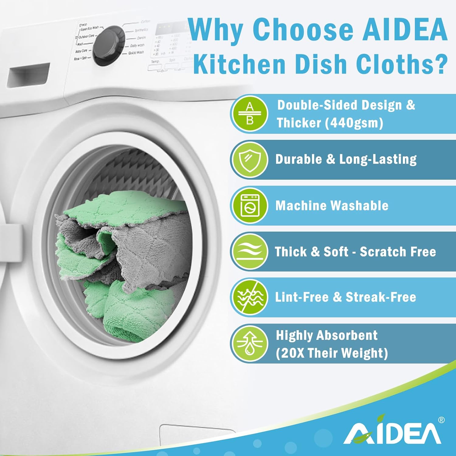 AIDEA 12 Pack Coral Fleece Dish Towels