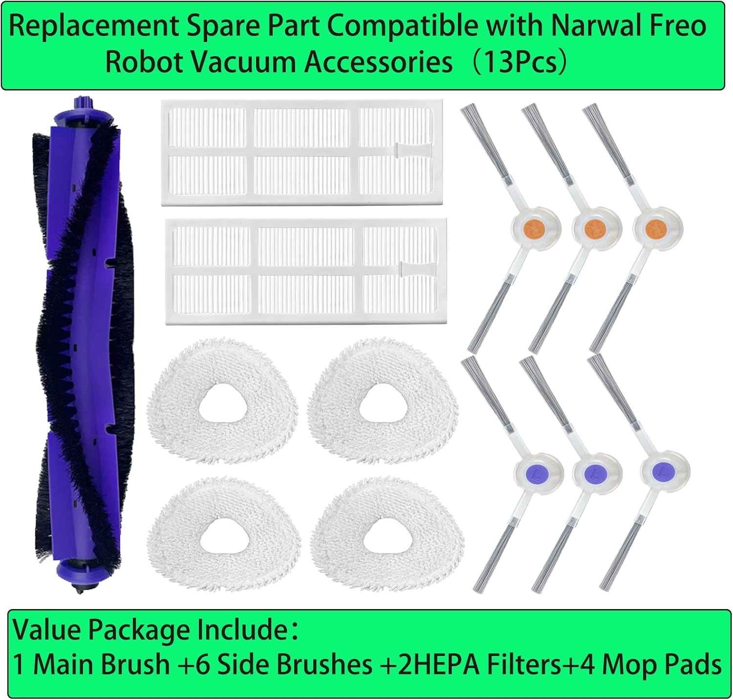 YahuPase Replacement Parts for Narwal Freo Robot Vacuum 13 Pack