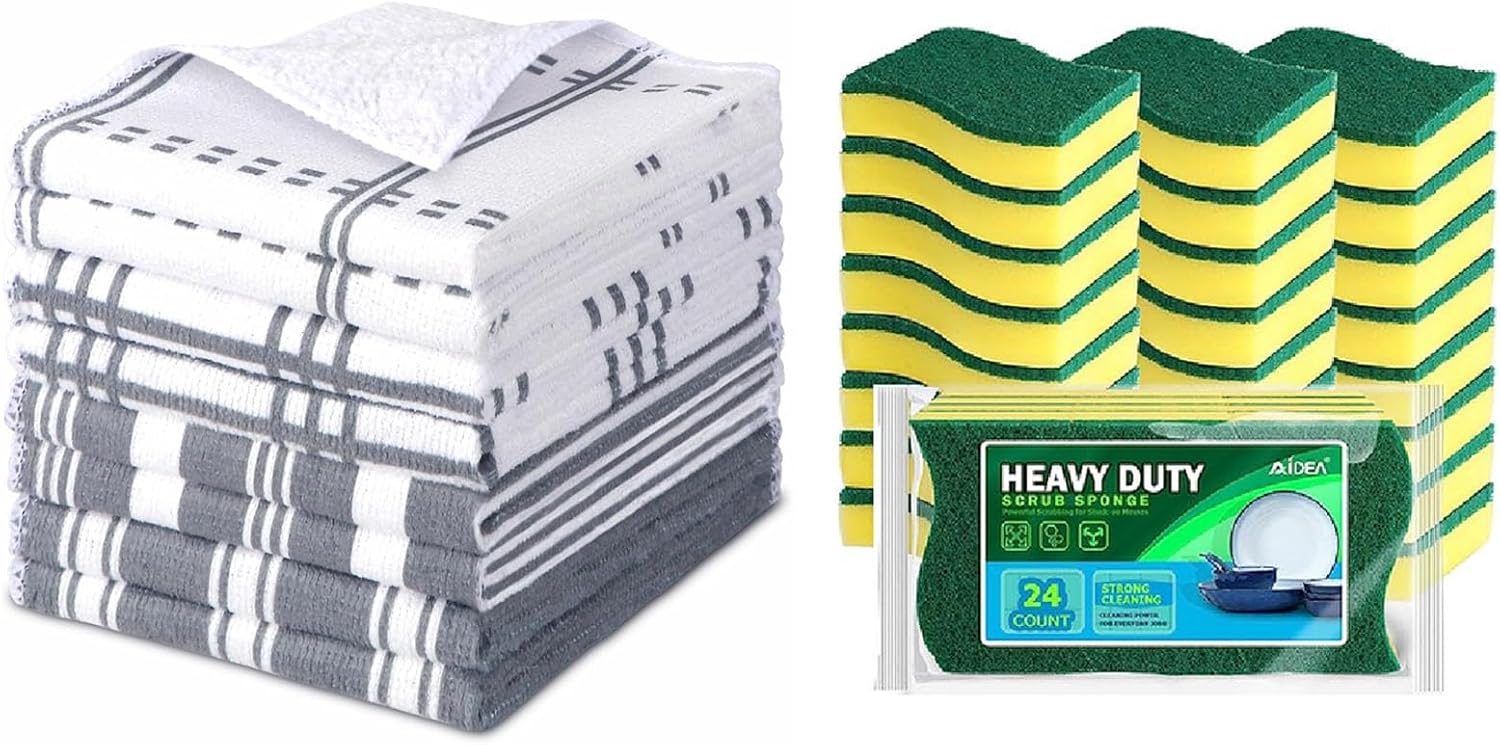 AIDEA Kitchen Towels 24 Count Dish Cloths Set