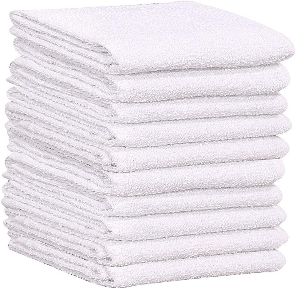 GOLD TEXTILES 60 PC White Cotton Blend Bar Mop Towels