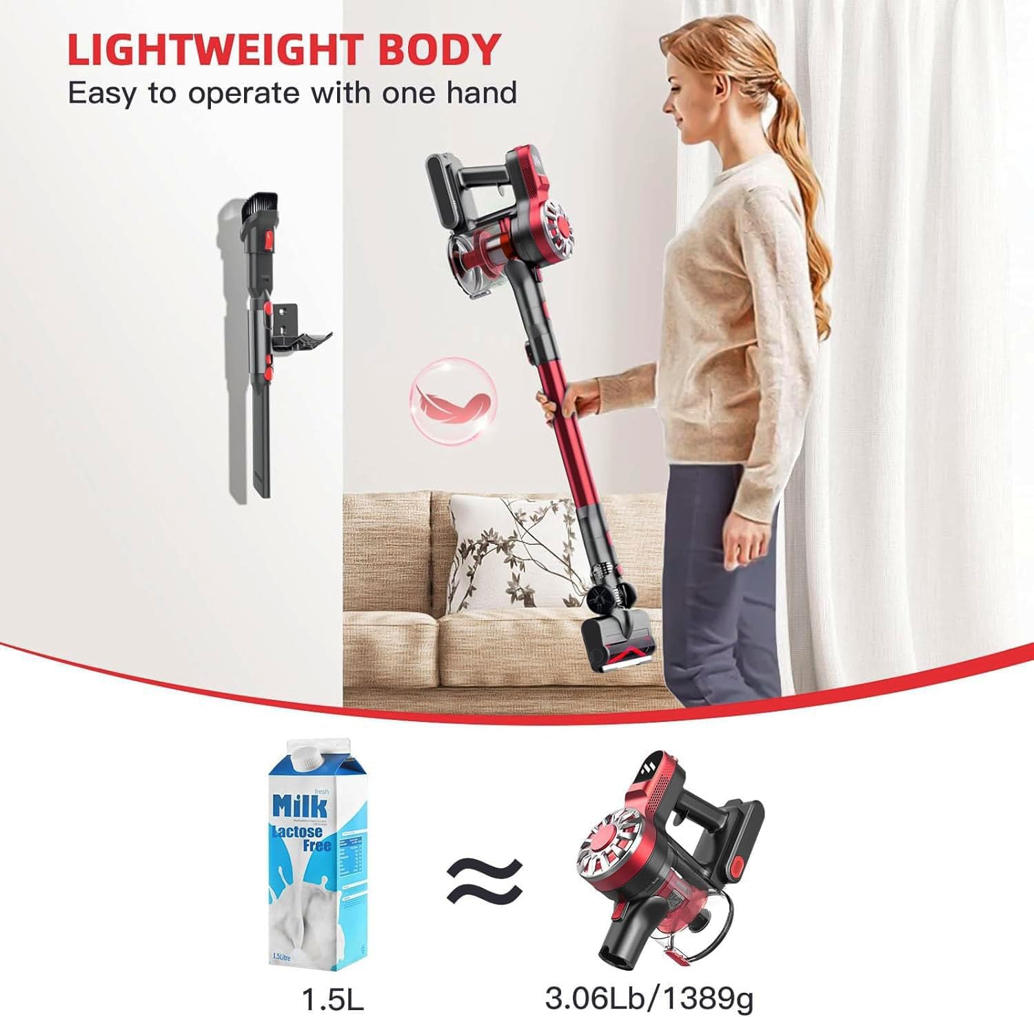 WLOTPO Cordless Vacuum with Super Suction and 35 Min Runtime