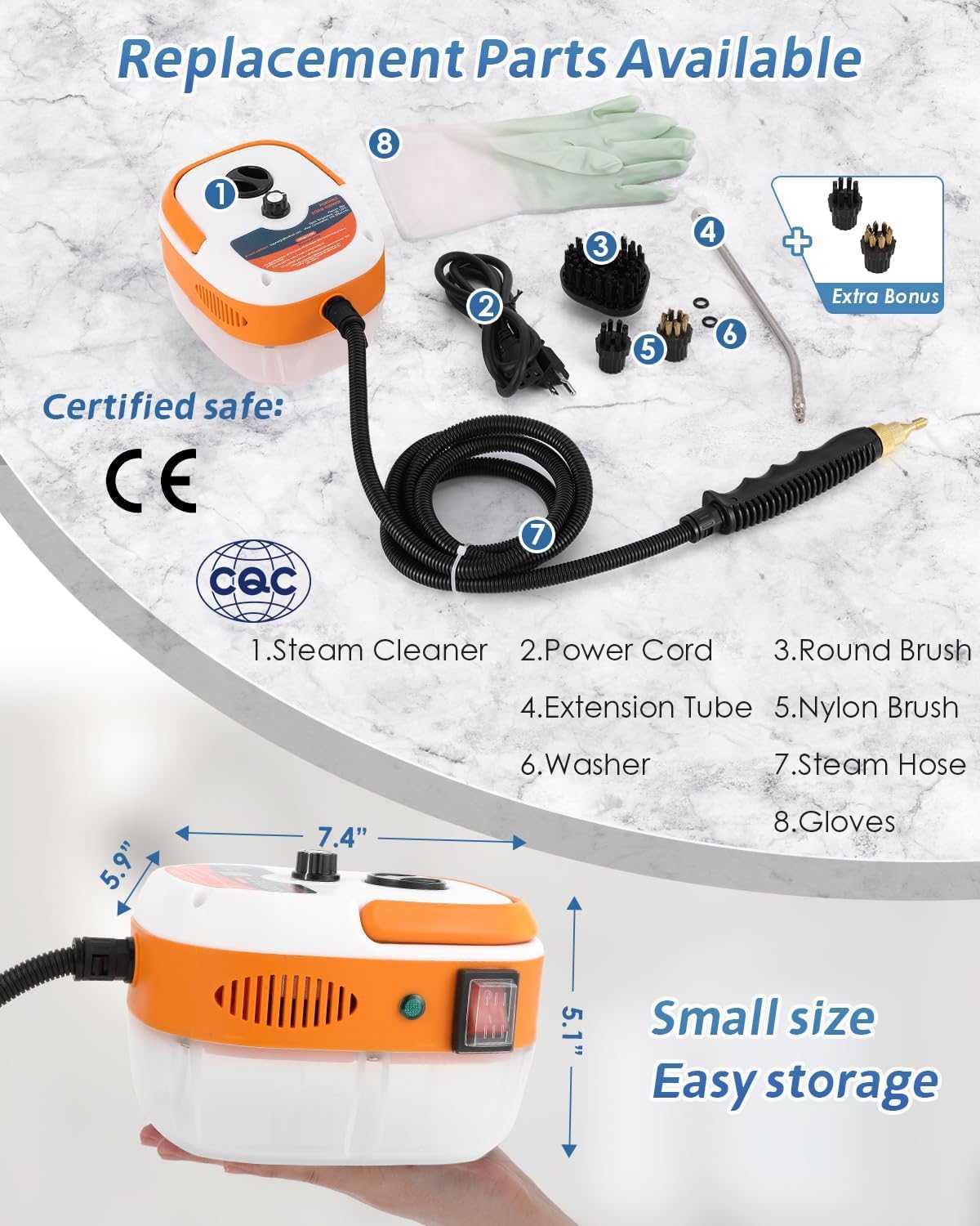 2500W Handheld Steam Cleaner for Home and Car Cleaning