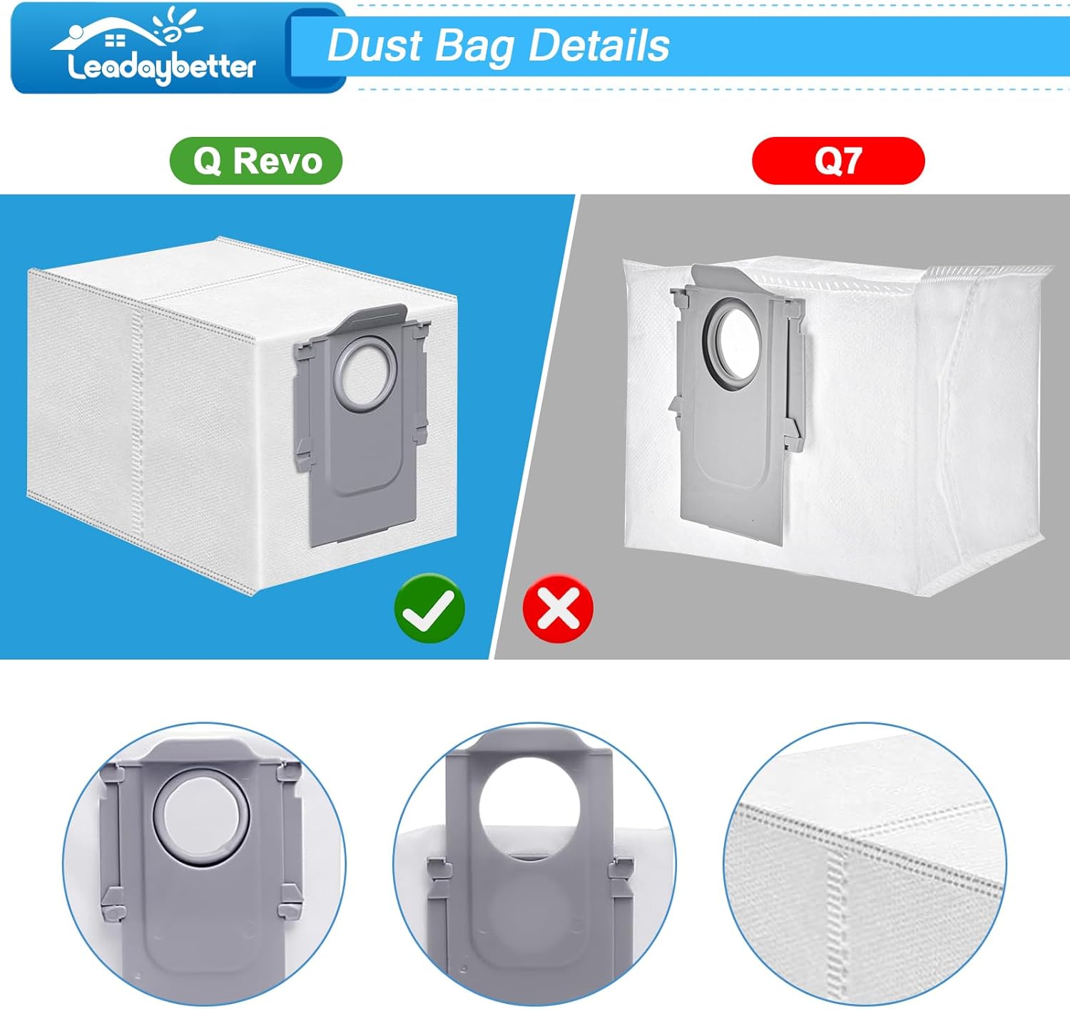 Leadaybetter 22Pcs Replacement Parts for Rb Q Revo Vacuum Cleaner