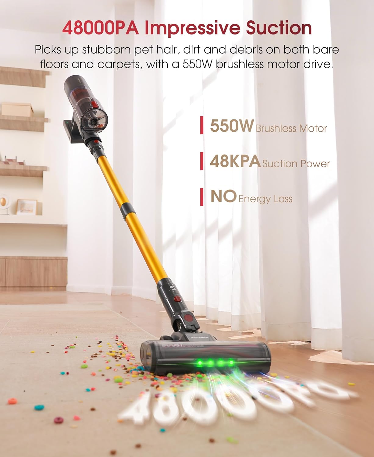 UNINELL HOME Cordless Stick Vacuum Cleaner 48000Pa 550W 65Mins