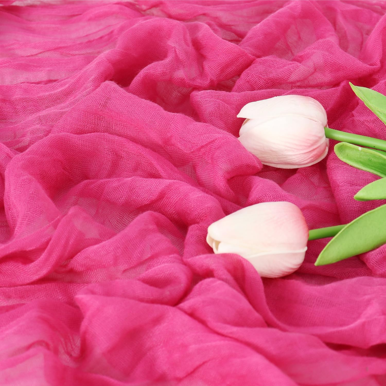 Hot Pink Cheesecloth Table Runner 10ft Boho Design