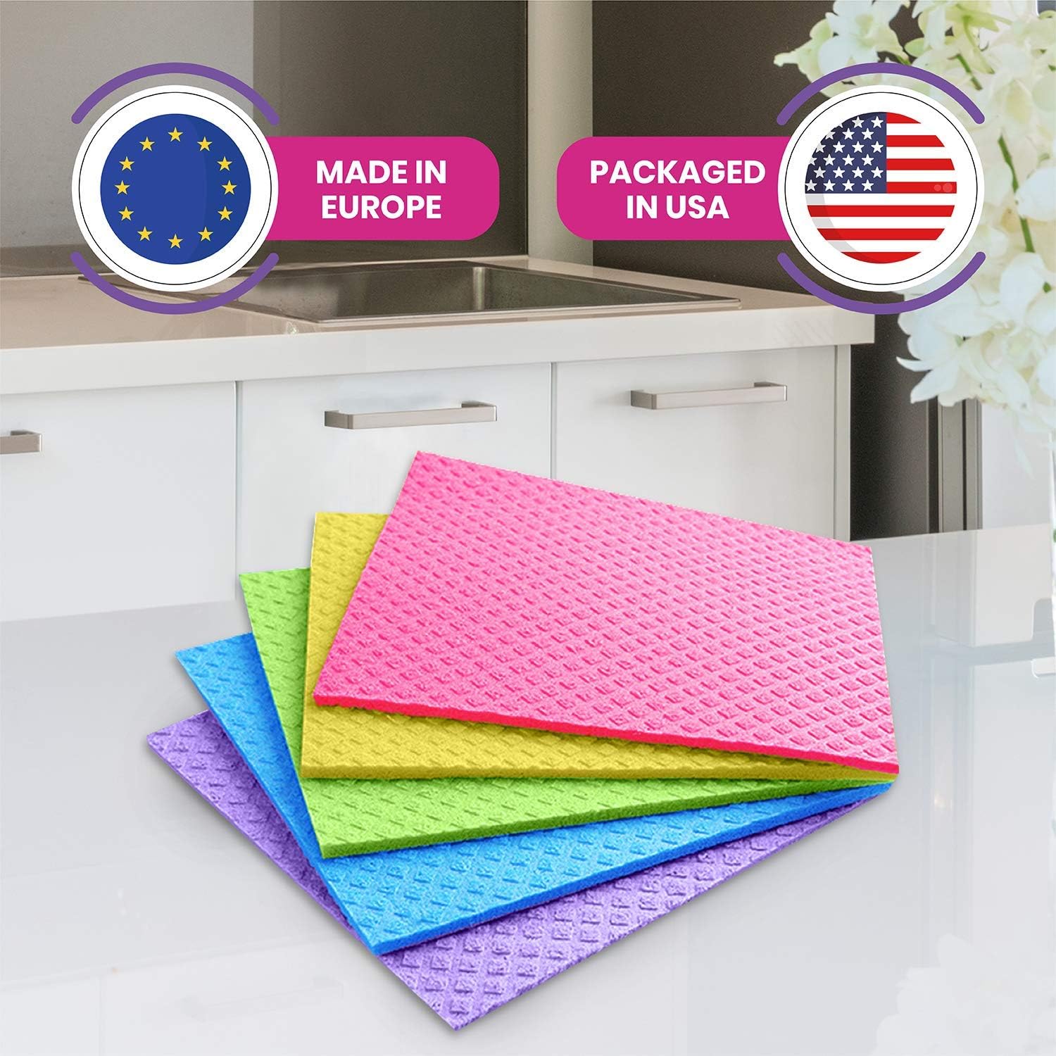 Pink Rhino Labs Swedish Dishcloths 10-Pack Reusable Cleaning Cloths