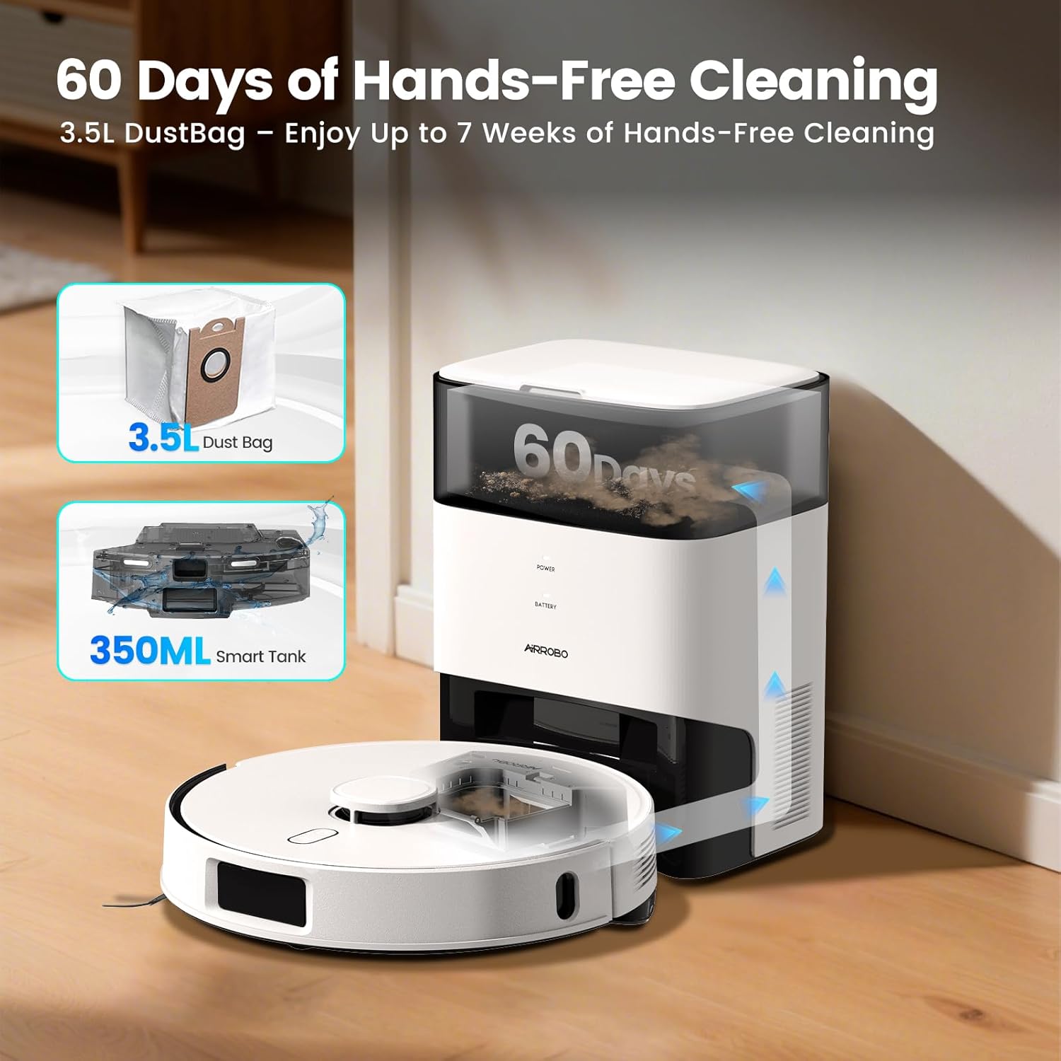 AIRROBO T30 Robot Vacuum and Mop with Self-Emptying