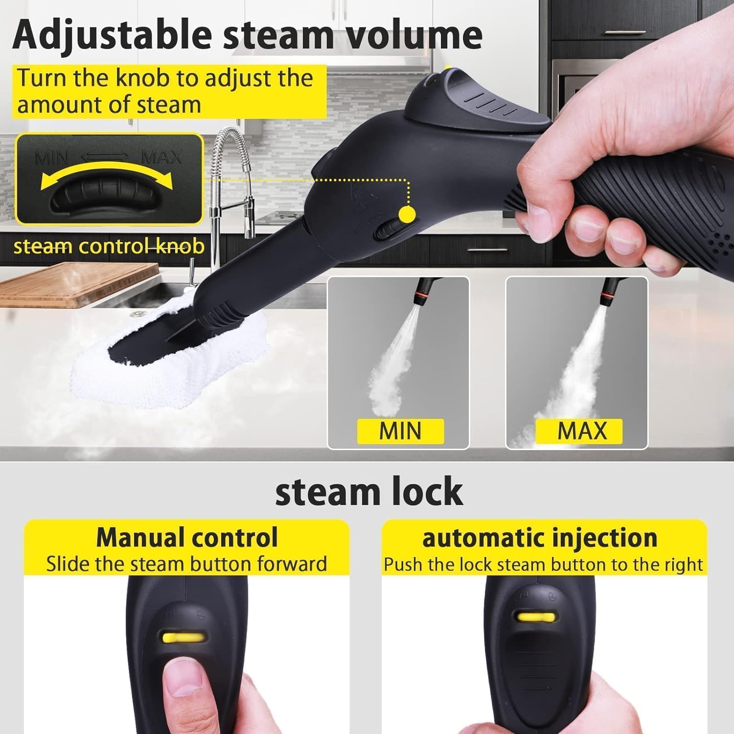1500W Steam Cleaner for Car Seat Upholstery Sofa Bathroom Kitchen