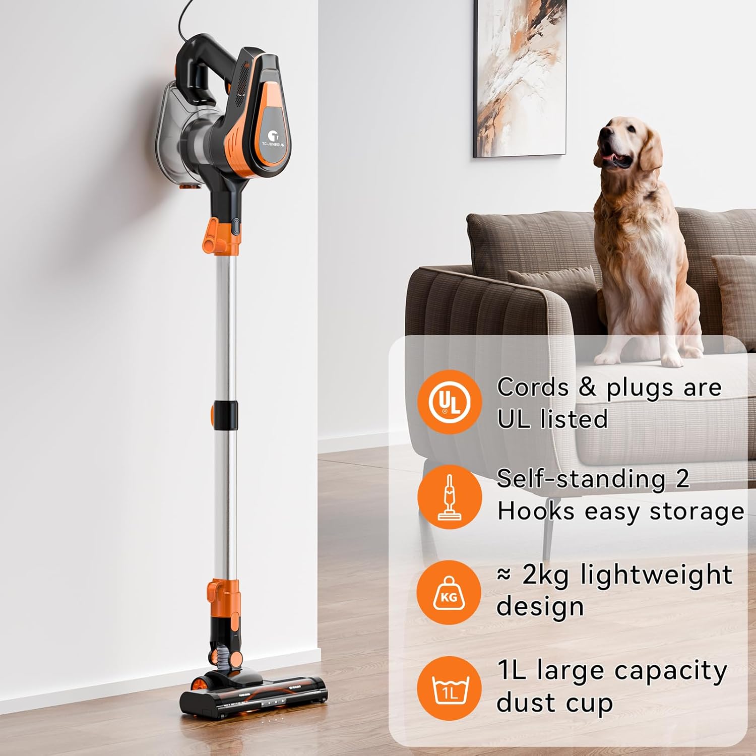 23ft Corded Vacuum Cleaner with 600W Power and 20Kpa Suction