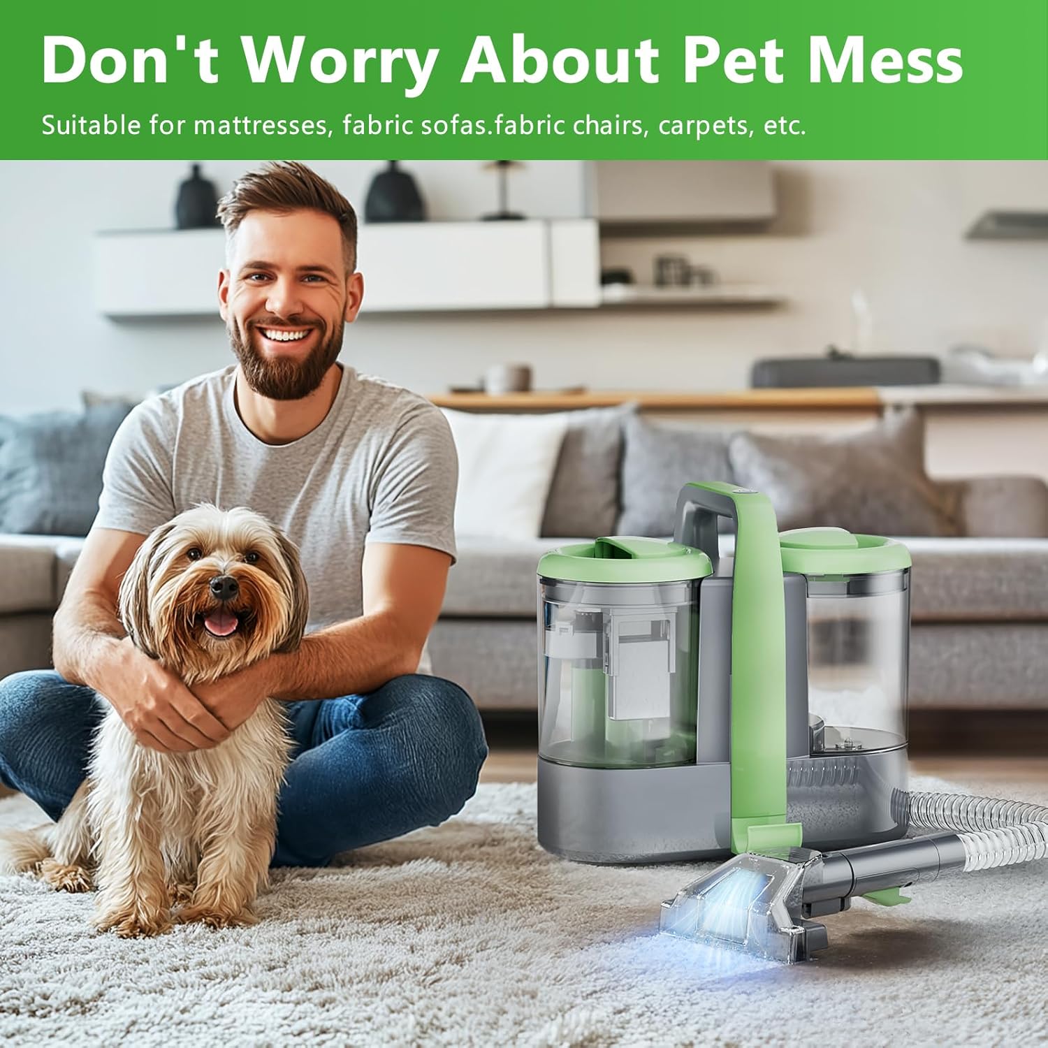 Carpet Cleaner Machine with 18Kpa Suction and 500W Power