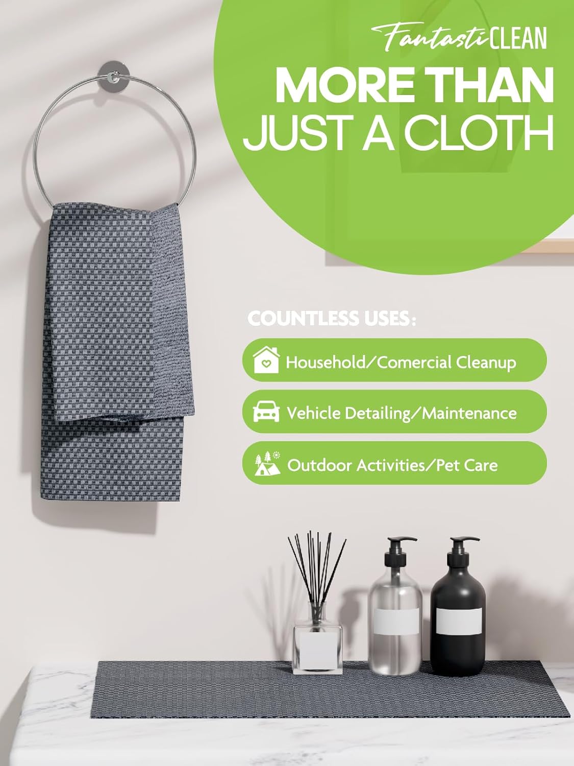 Fantasticlean Large Tear-Away Microfiber Cloth Roll 18 x 12 24 Sheets DimGrey